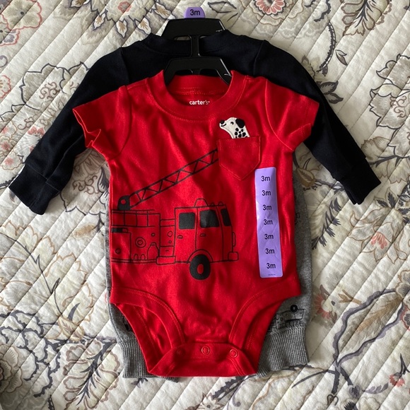 Carters 3 piece set size 3 month and 5 pack organic cotton short sleeve onesies - Picture 1 of 3